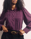 Spellbound Pleated Stretch Cupro Blouse - Potion Purple