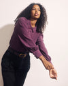 Spellbound Pleated Stretch Cupro Blouse - Potion Purple