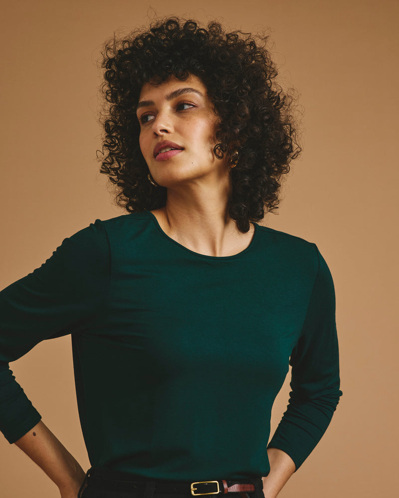 Joan Liquid Jersey Long Sleeve Top - Forest Green | Plus Size & Straight Size Women's Fashion | Universal Standard