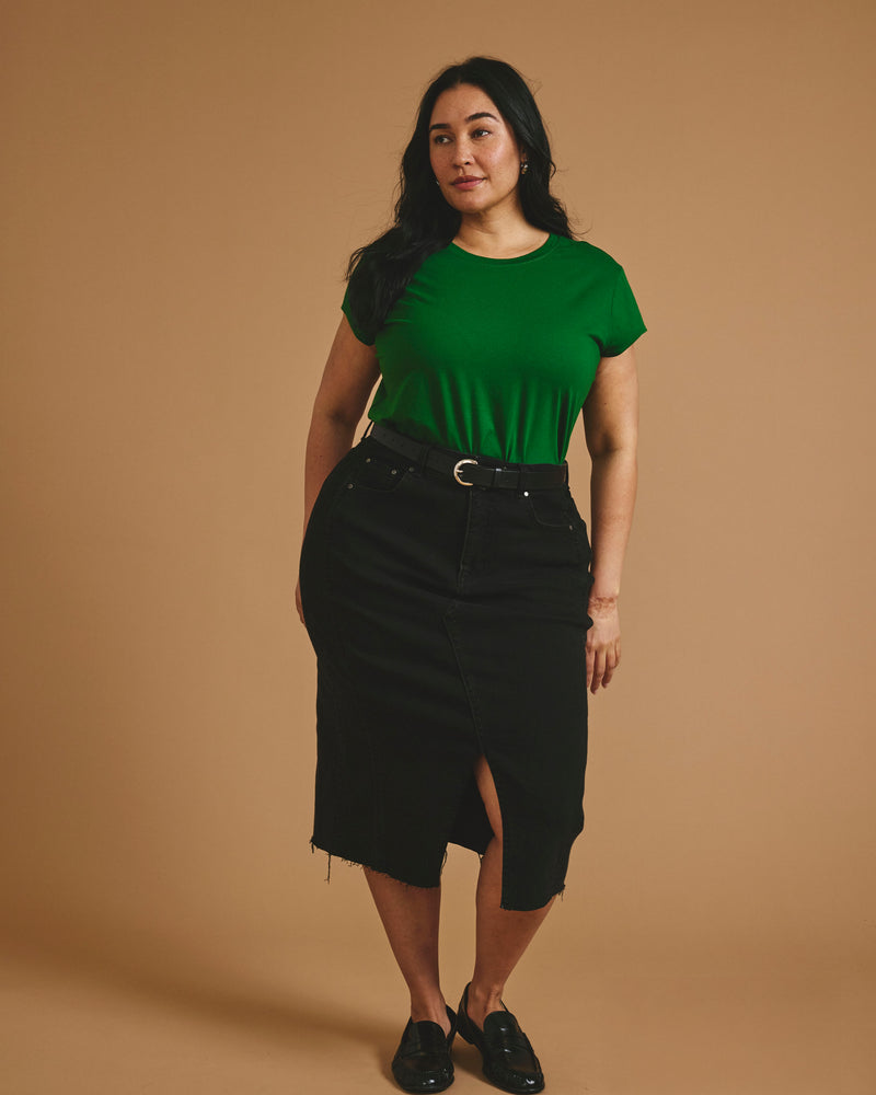 Ashley Cap Sleeve Tee - Green Park | Plus Size & Straight Size Women's Fashion | Universal Standard
