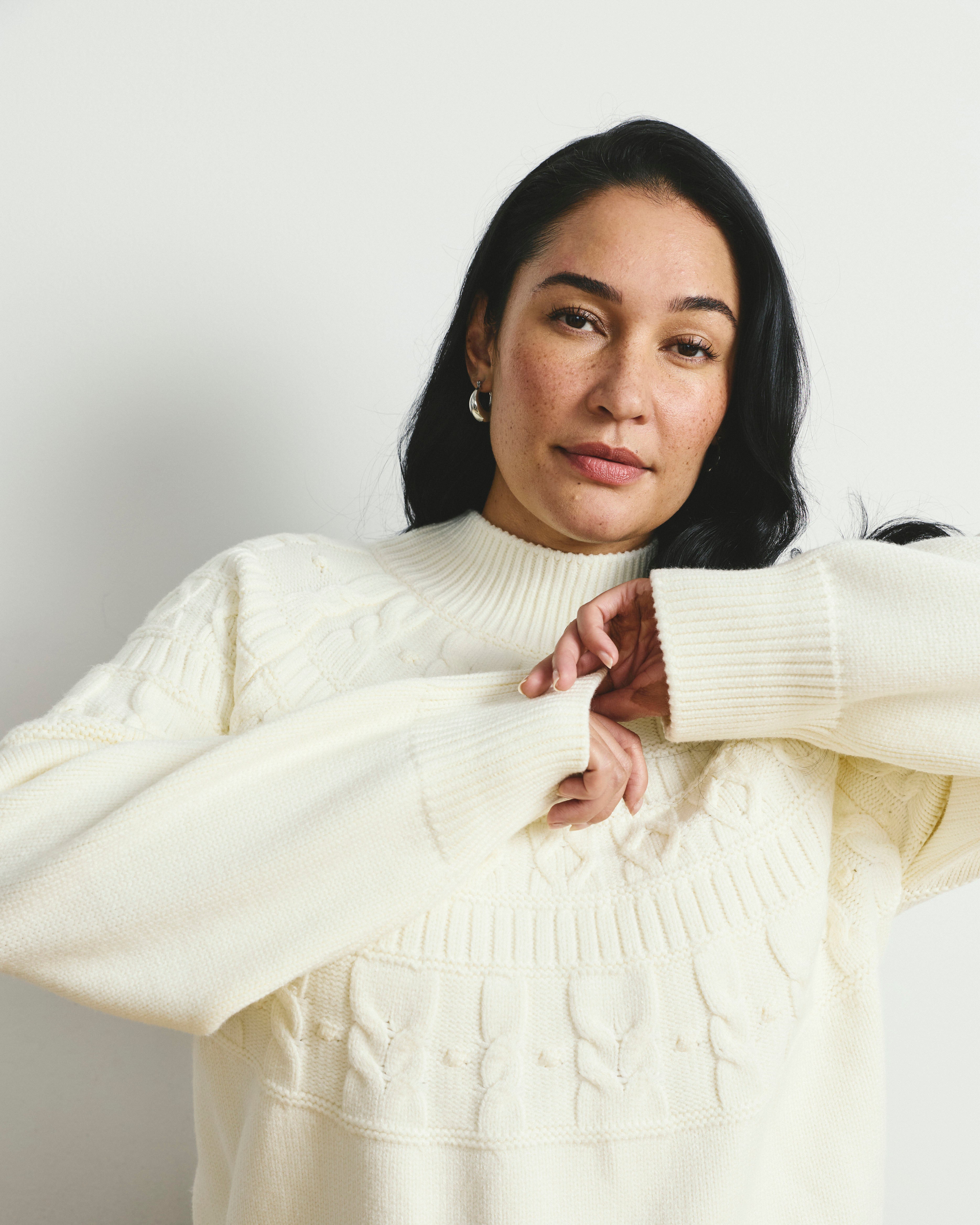 Safiya Cable Knit Sweater - Cream