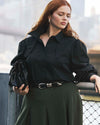 Janet Tie-Neck Cotton Poplin Shirt - Black | Plus Size & Straight Size Women's Fashion | Universal Standard