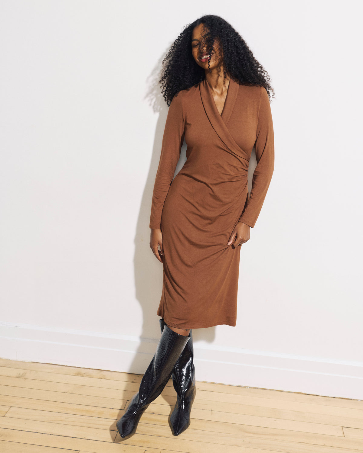 Shawl Collar Liquid Jersey Dress - Pony | Plus Size & Straight Size Women's Fashion | Universal Standard