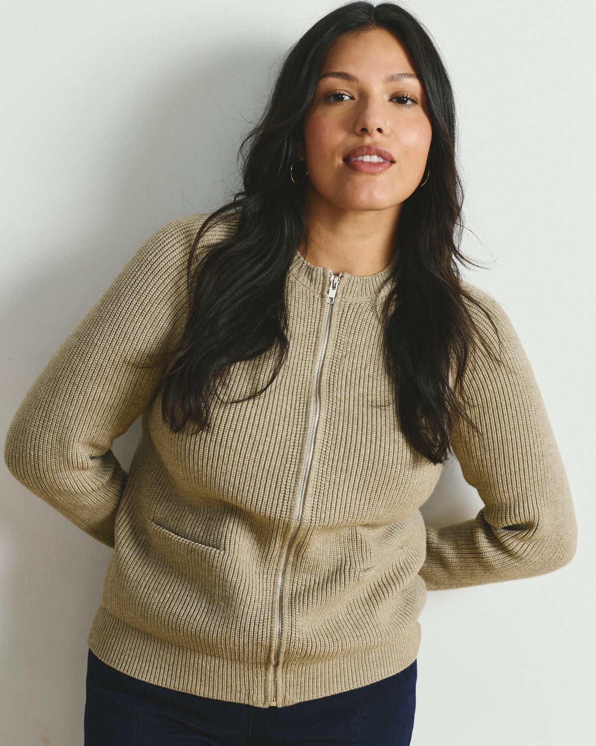 Better-Than-Wool Zip Cardigan - Almond Dust