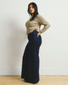 Olivia Side-Zip Pintuck Wide Leg Jeans - Dark Indigo
