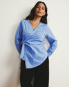 Beacon Stretch Poplin Wrap Shirt - Soft Blue | Plus Size & Straight Size Women's Fashion | Universal Standard