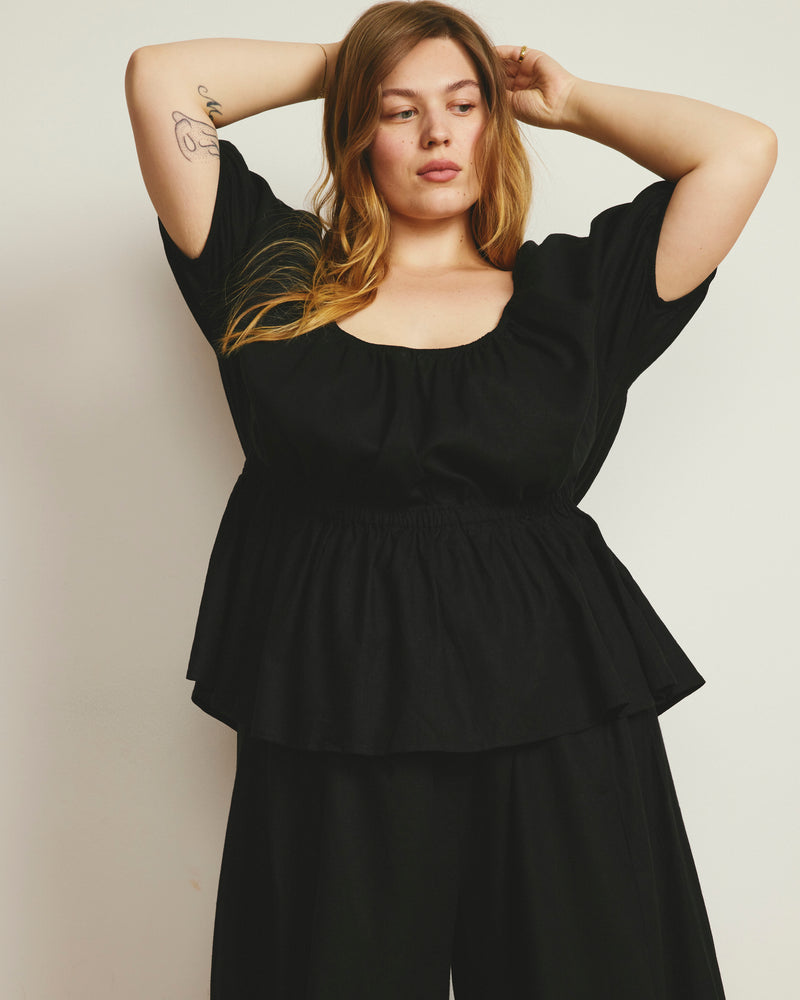 Andrea Peplum Linen Top - Black | Plus Size & Straight Size Women's Fashion | Universal Standard