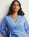 Beacon Stretch Poplin Wrap Shirt - Soft Blue | Plus Size & Straight Size Women's Fashion | Universal Standard