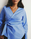 Beacon Stretch Poplin Wrap Shirt - Soft Blue | Plus Size & Straight Size Women's Fashion | Universal Standard