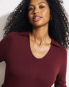Katia Liquid Jersey Collared Top - Deep Red | Plus Size & Straight Size Women's Fashion | Universal Standard