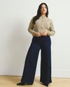 Olivia Side-Zip Pintuck Wide Leg Jeans - Dark Indigo