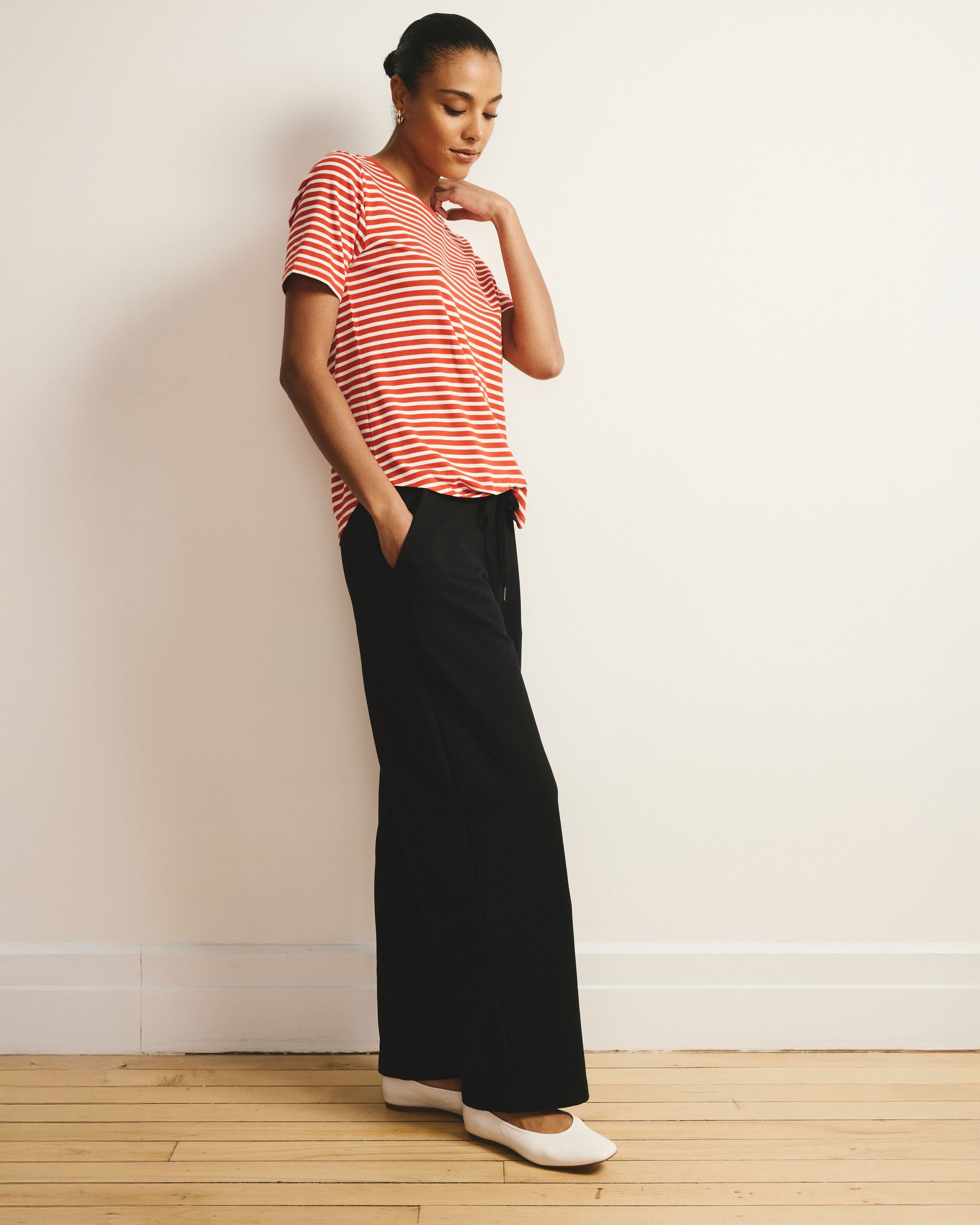 Tee Rex - Poppy/Ecru Stripe