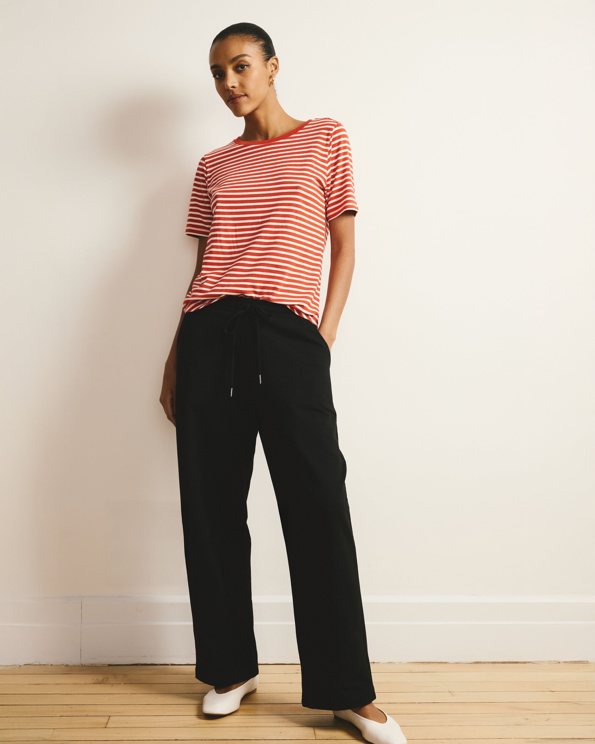 Tee Rex - Poppy/Ecru Stripe