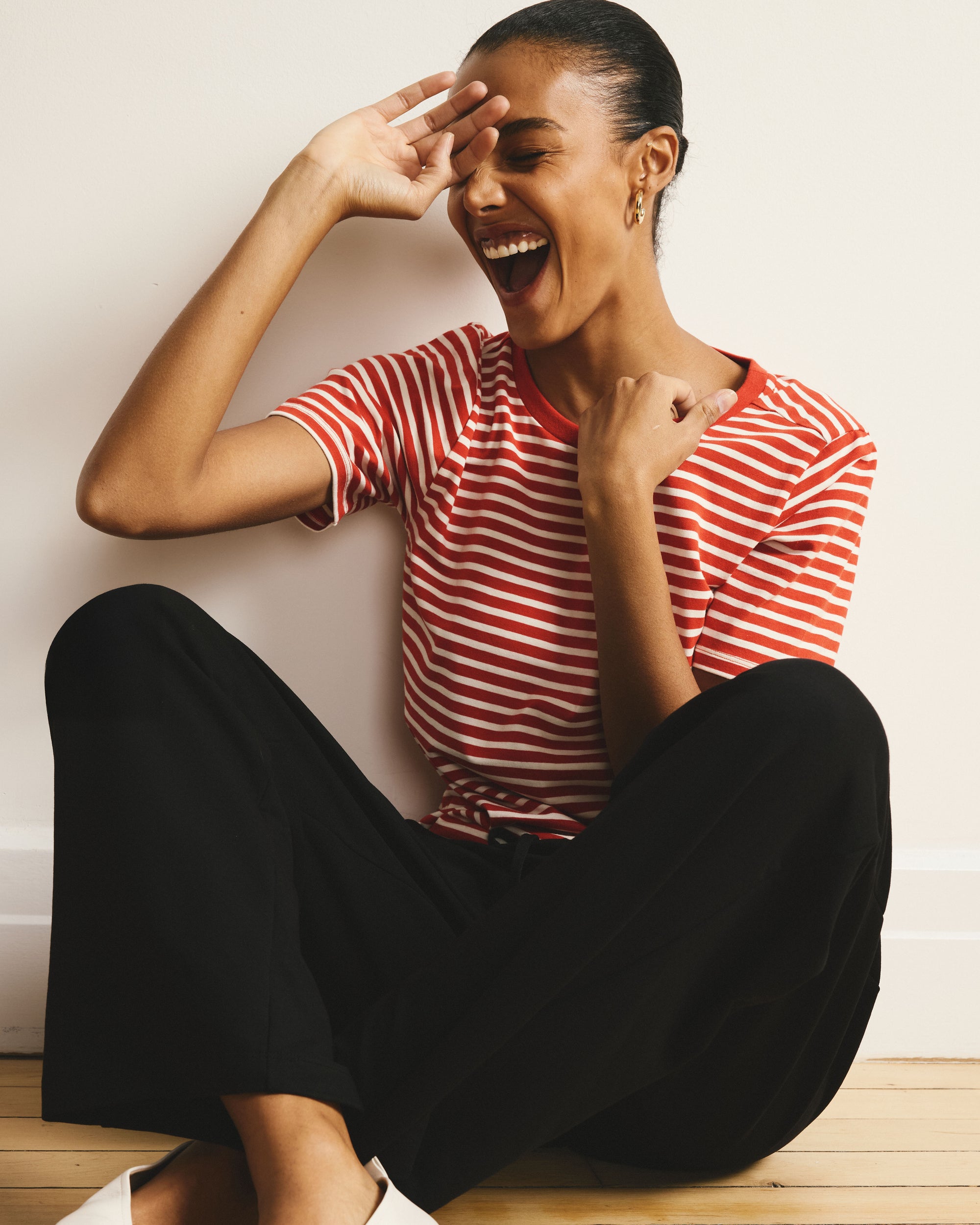 Tee Rex - Poppy/Ecru Stripe