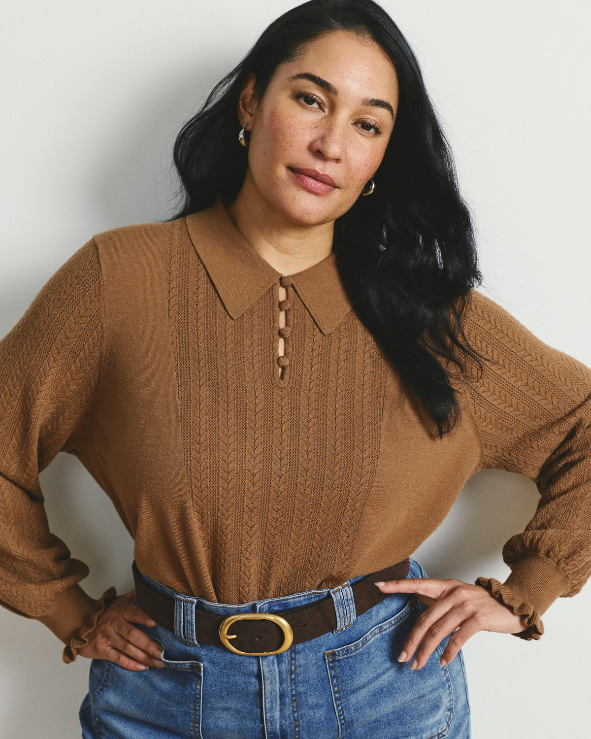 Savvy Fine Knit Lady Polo - Classic Camel