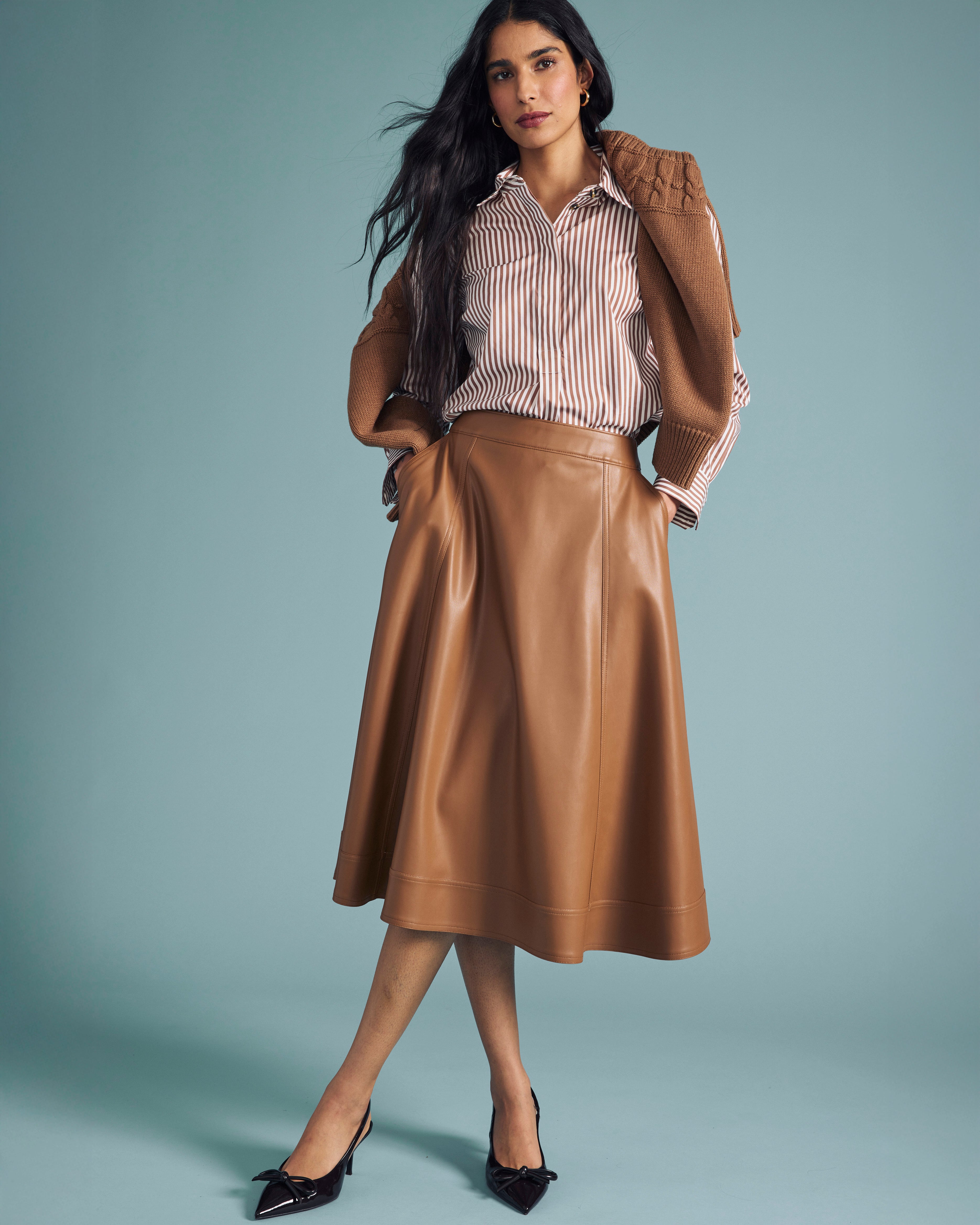 Charlotte Faux Leather Skirt - Classic Camel – Universal Standard