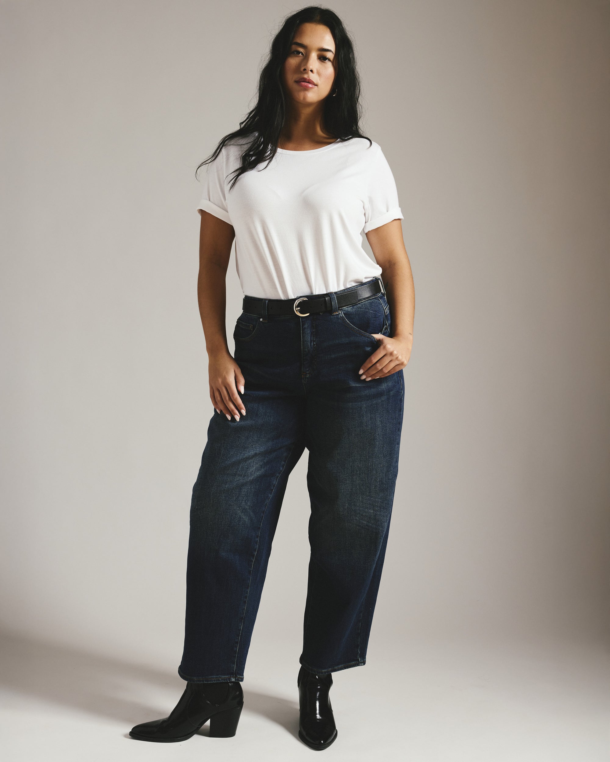 Lou High Rise Barrel Leg Jeans - Field Of Dreams Indigo