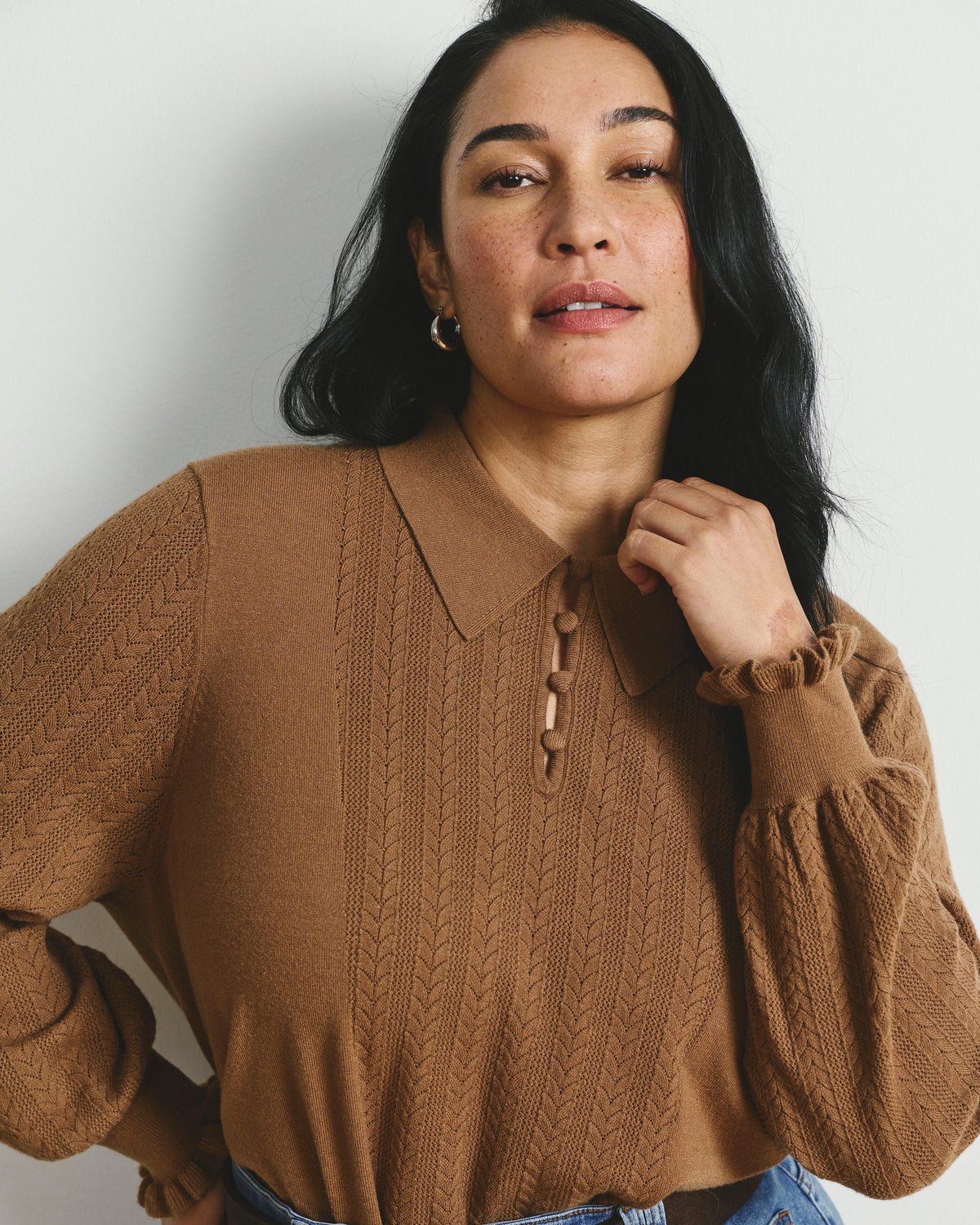 Savvy Fine Knit Lady Polo - Classic Camel