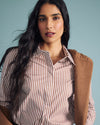 Elbe Popover Stretch Poplin Shirt Classic Fit - Allspice/White Stripe