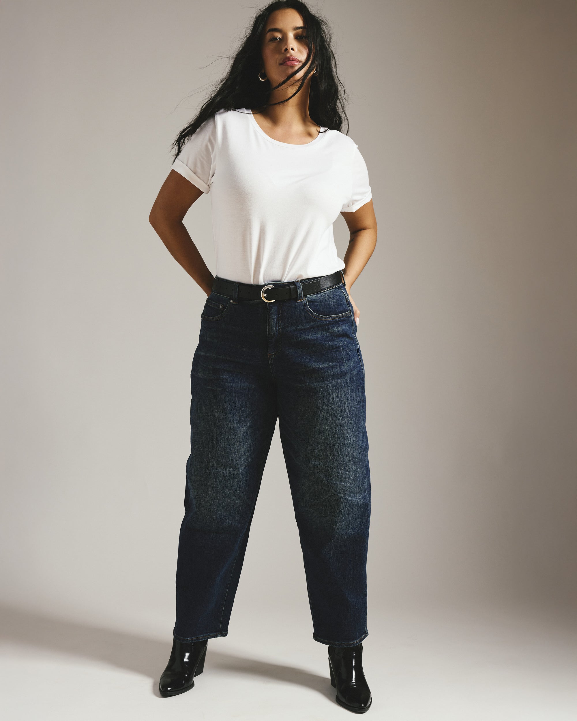 Lou High Rise Barrel Leg Jeans - Field Of Dreams Indigo