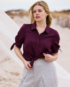 Luisa Short Sleeve Linen Blend Shirt - Acai | Plus Size & Straight Size Women's Fashion | Universal Standard