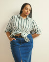 The Artist Poplin Shirt - Forest Green Multi Stripe | Plus Size & Straight Size Women's Fashion | Universal Standard