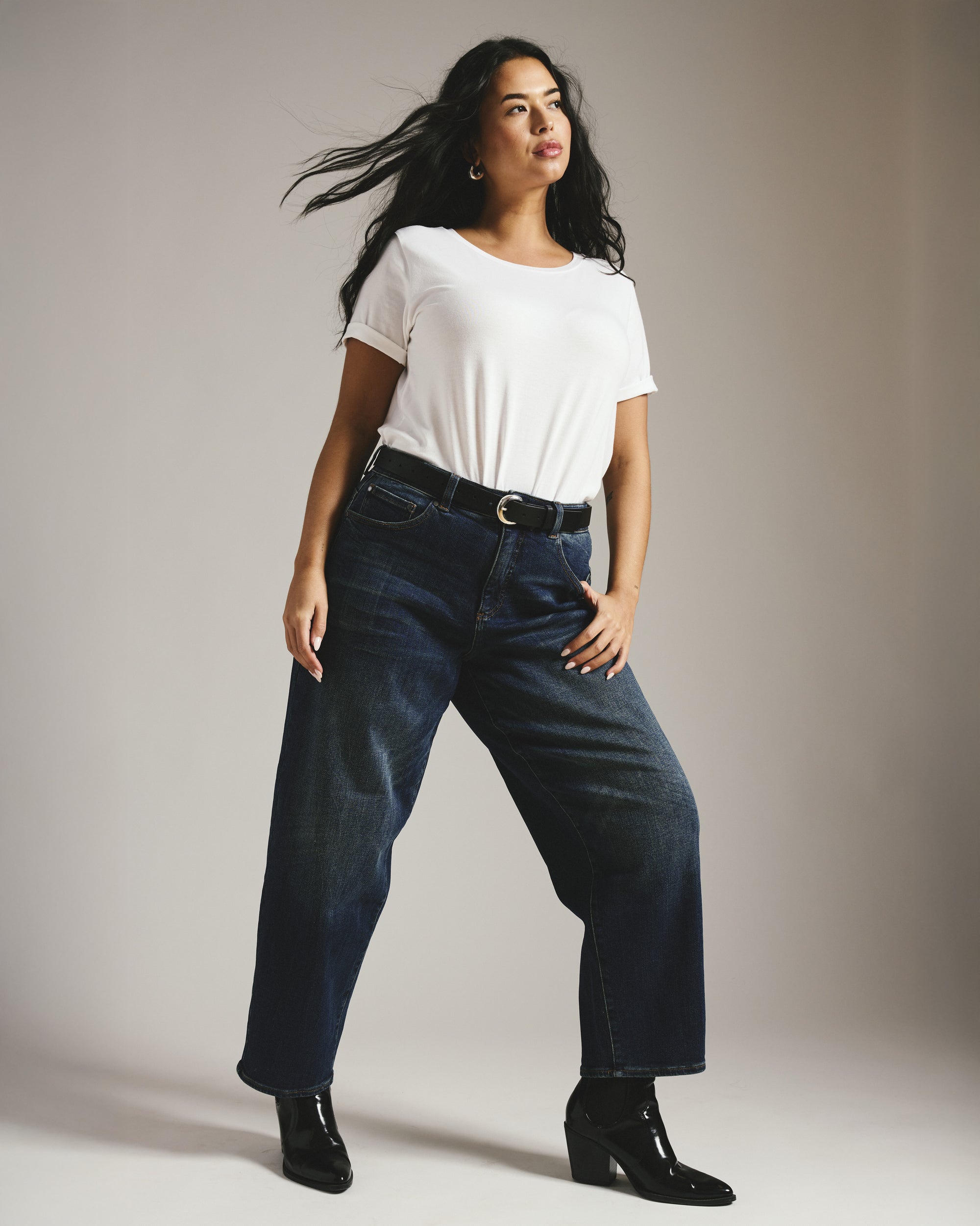 Lou High Rise Barrel Leg Jeans - Field Of Dreams Indigo