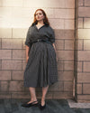Samia Faux Wrap Cotton Poplin Dress - Black Windowpane Check | Plus Size & Straight Size Women's Fashion | Universal Standard