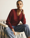 Savvy Fine Knit V Sweater - Garnet