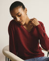 Savvy Fine Knit V Sweater - Garnet