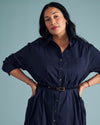 Odeon Stretch Poplin Shirtdress - Navy