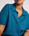 Savvy Fine Knit Short Sleeve Polo Sweater - Blue Beetle | Plus Size & Straight Size Women's Fashion | Universal Standard
