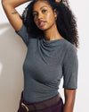 Louise Short Sleeve Liquid Jersey Top - Dark Gray Heather | Plus Size & Straight Size Women's Fashion | Universal Standard