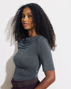 Louise Short Sleeve Liquid Jersey Top - Dark Gray Heather | Plus Size & Straight Size Women's Fashion | Universal Standard