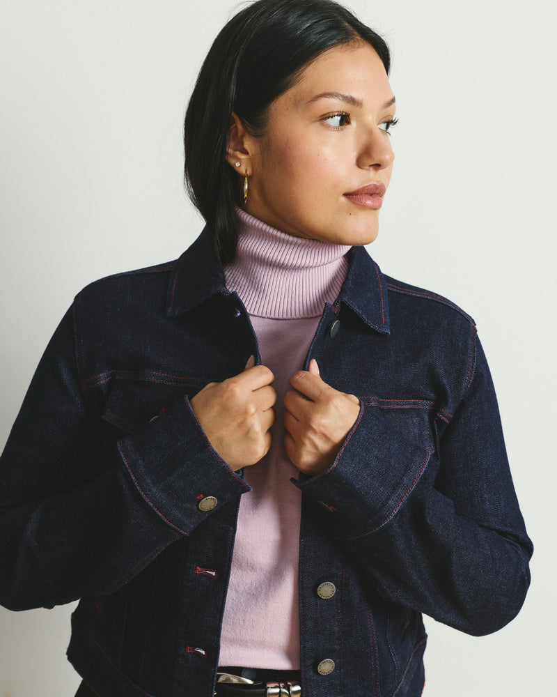 Kelsey Denim Jacket - Americana Wash with Red Stitching