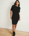 Envelope Neck Ponte Dress - Slate Pinstripe | Plus Size & Straight Size Women's Fashion | Universal Standard