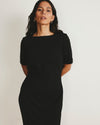 Envelope Neck Ponte Dress - Slate Pinstripe | Plus Size & Straight Size Women's Fashion | Universal Standard