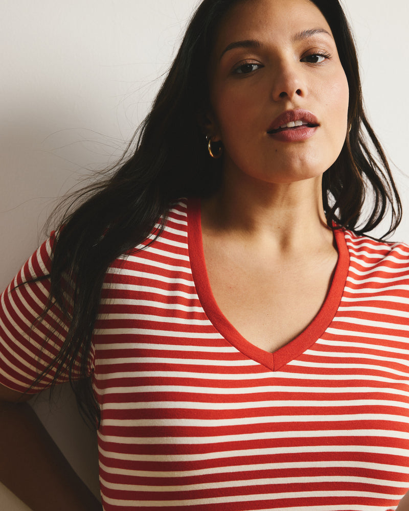 V Rex - Poppy/Ecru Stripe