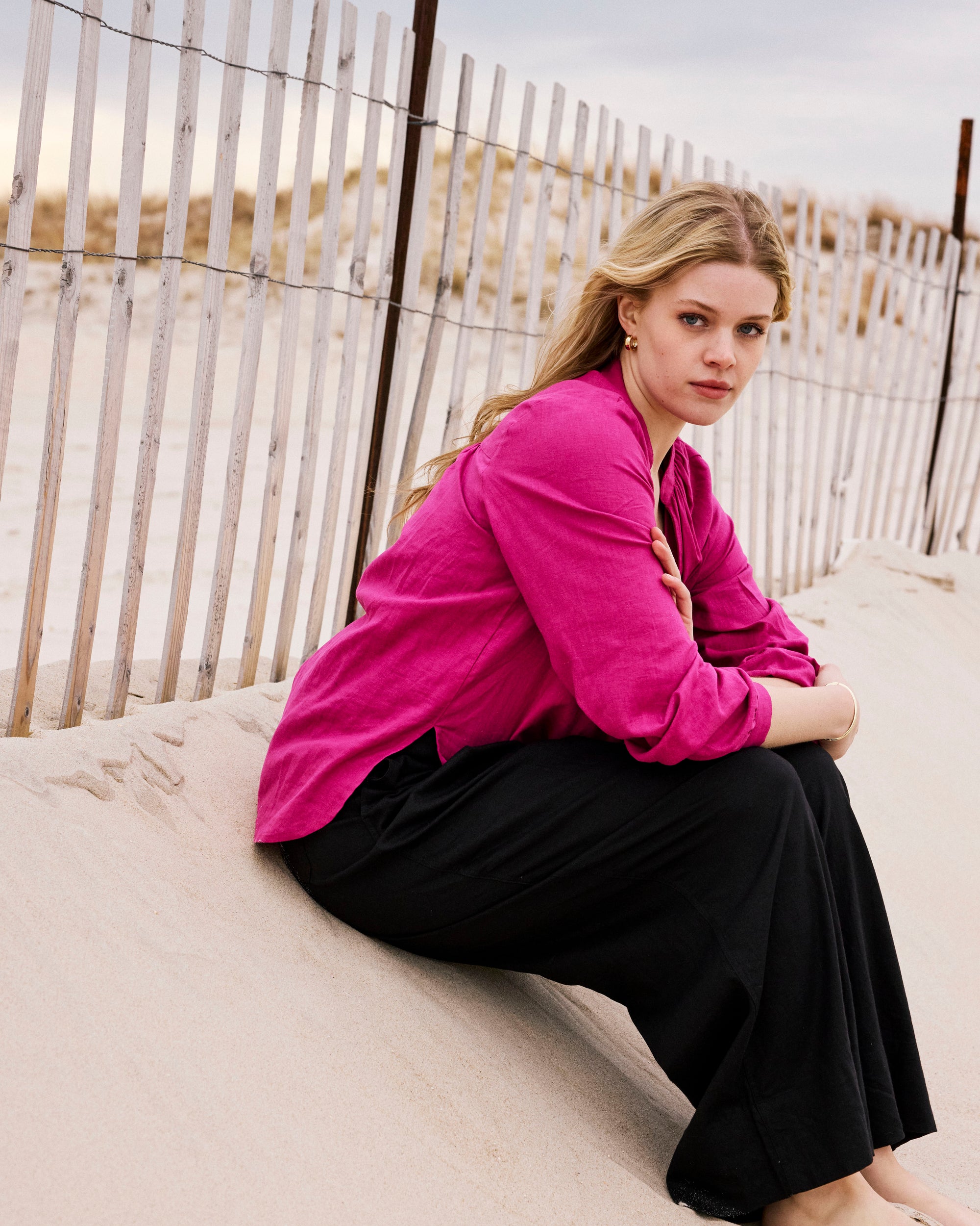 Avalon Linen Blouse - Hyper Pink | Plus Size & Straight Size Women's Fashion | Universal Standard