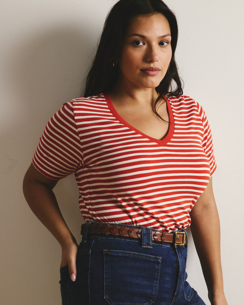 V Rex - Poppy/Ecru Stripe