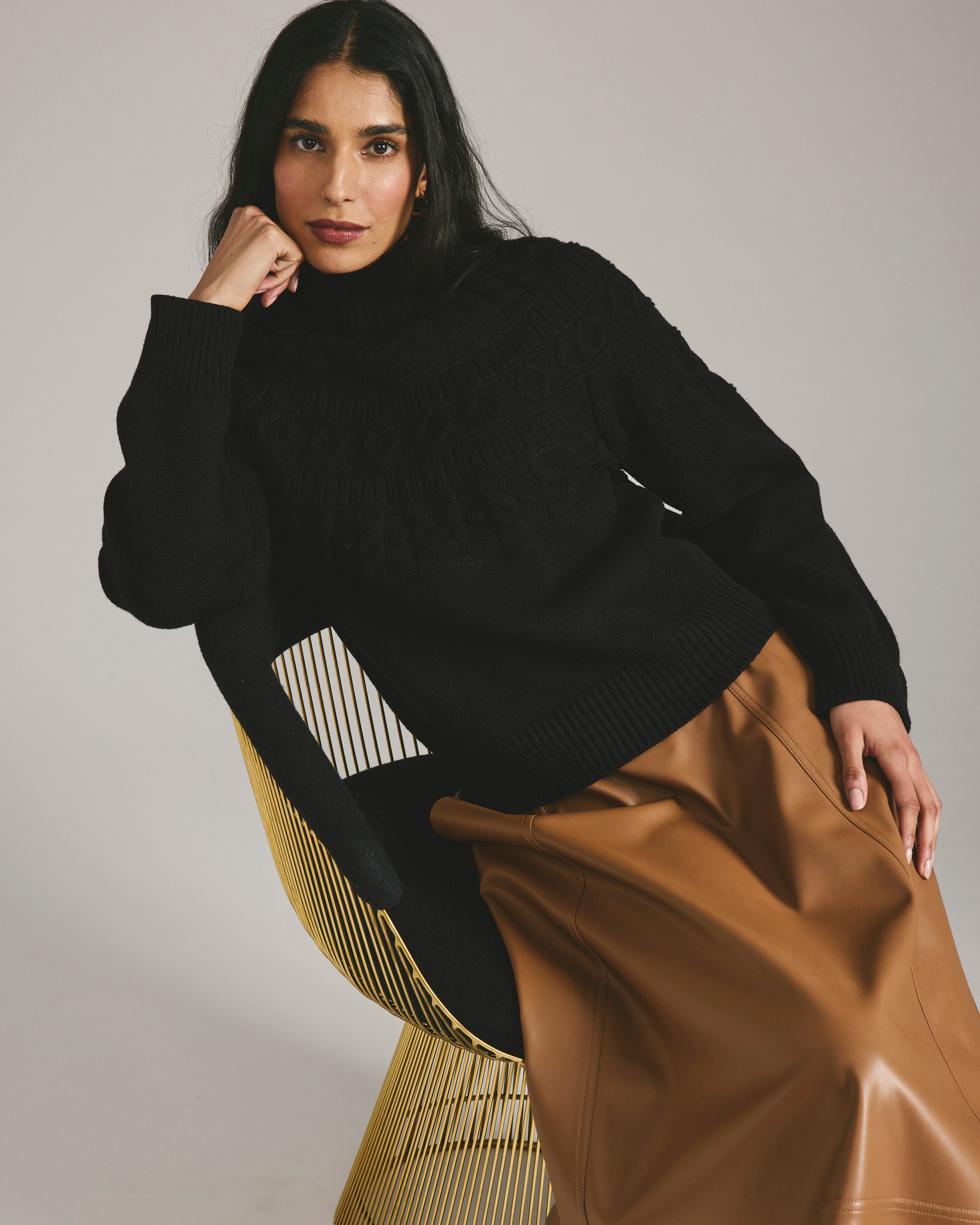 Safiya Cable Knit Sweater - Black – Universal Standard