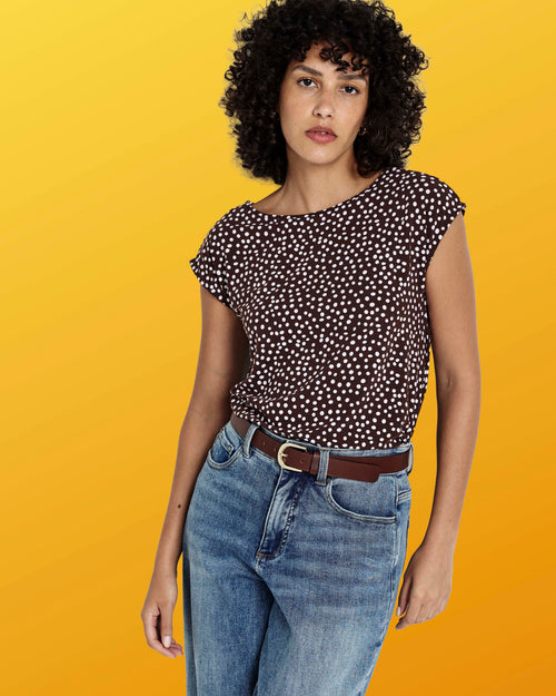 Heatwave Divine Jersey Flared Top - Brown/White Dot Print | Plus Size & Straight Size Women's Fashion | Universal Standard