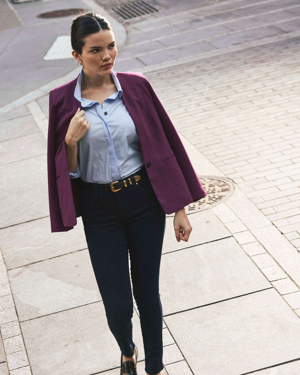 Lennox Collarless Ponte Blazer - Plum Caspia | Plus Size & Straight Size Women's Fashion | Universal Standard