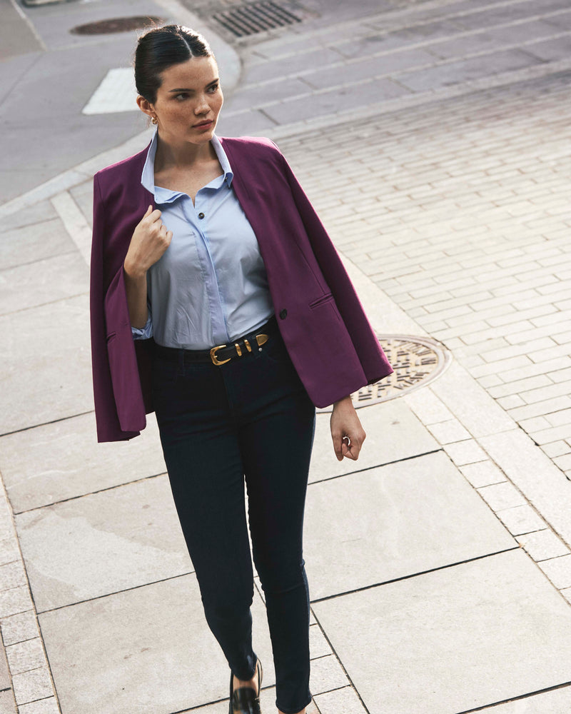 Lennox Collarless Ponte Blazer - Plum Caspia | Plus Size & Straight Size Women's Fashion | Universal Standard