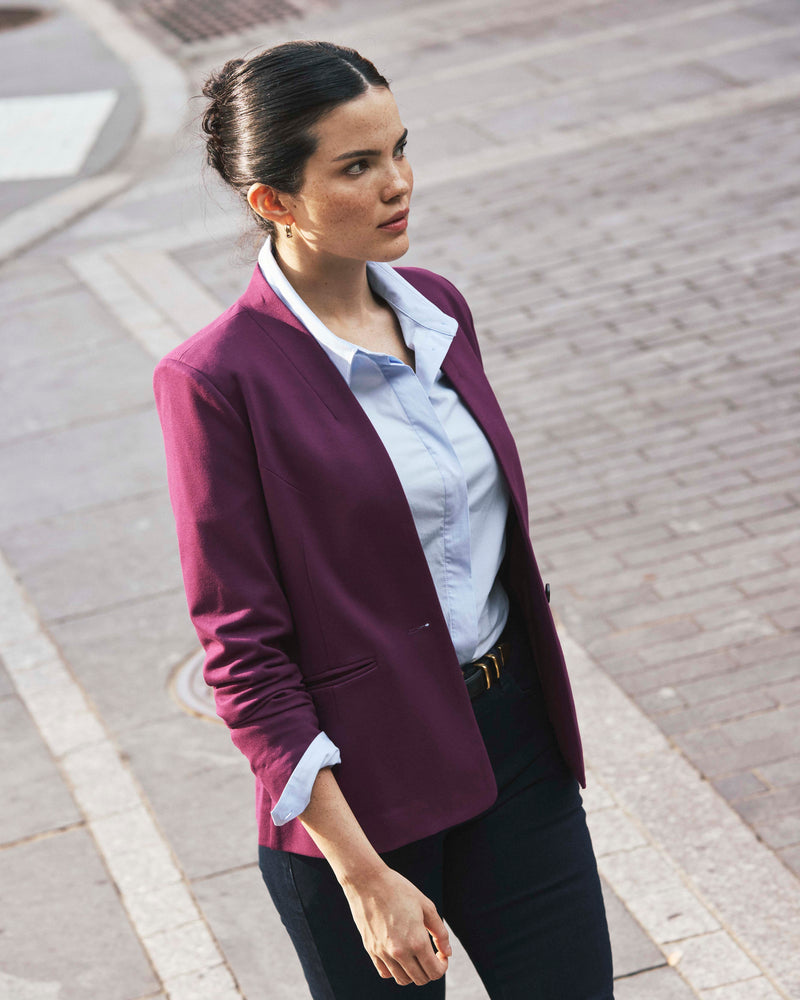 Lennox Collarless Ponte Blazer - Plum Caspia | Plus Size & Straight Size Women's Fashion | Universal Standard