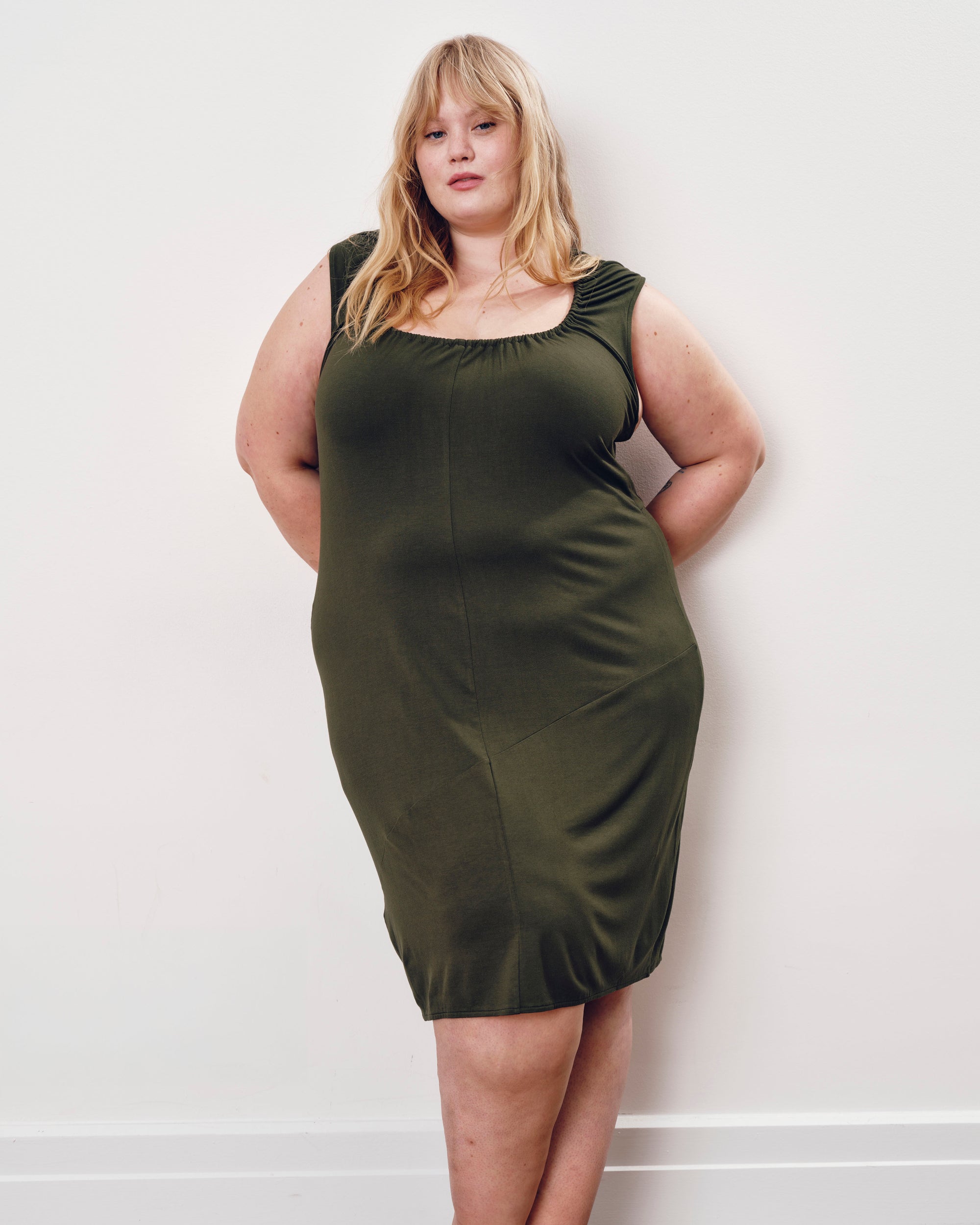 Lila Tie-Back Liquid Jersey Dress - Coratina Green | Plus Size & Straight Size Women's Fashion | Universal Standard