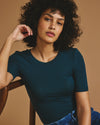 Cloud Rib Short Sleeve Crew Neck Tee - Deep Sea | Plus Size & Straight Size Women's Fashion | Universal Standard