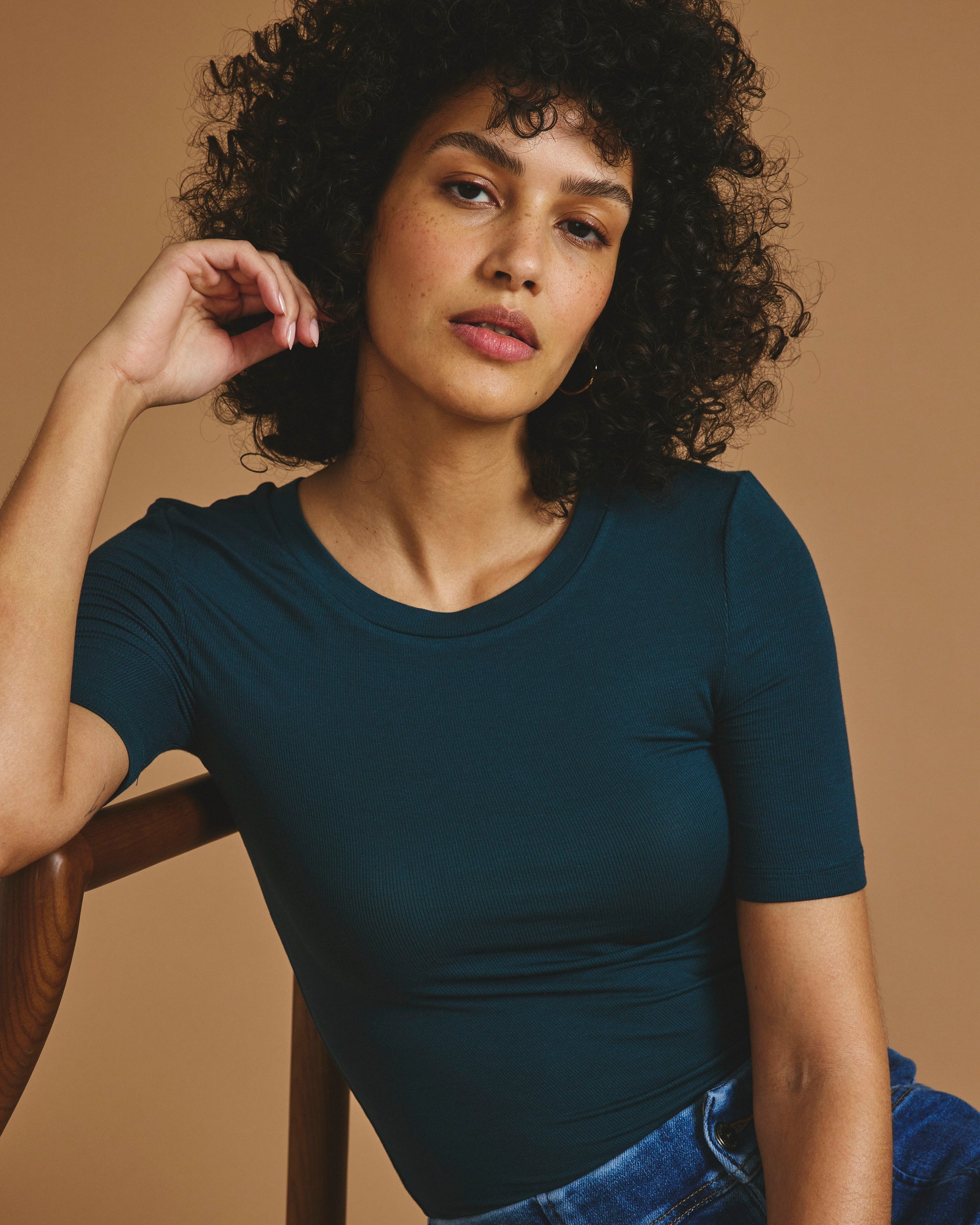 Cloud Rib Short Sleeve Crew Neck Tee - Deep Sea | Plus Size & Straight Size Women's Fashion | Universal Standard
