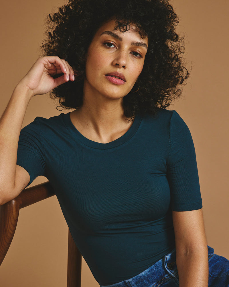 Foundation Short Sleeve Crew Neck Tee - Deep Sea | Plus Size & Straight Size Women's Fashion | Universal Standard