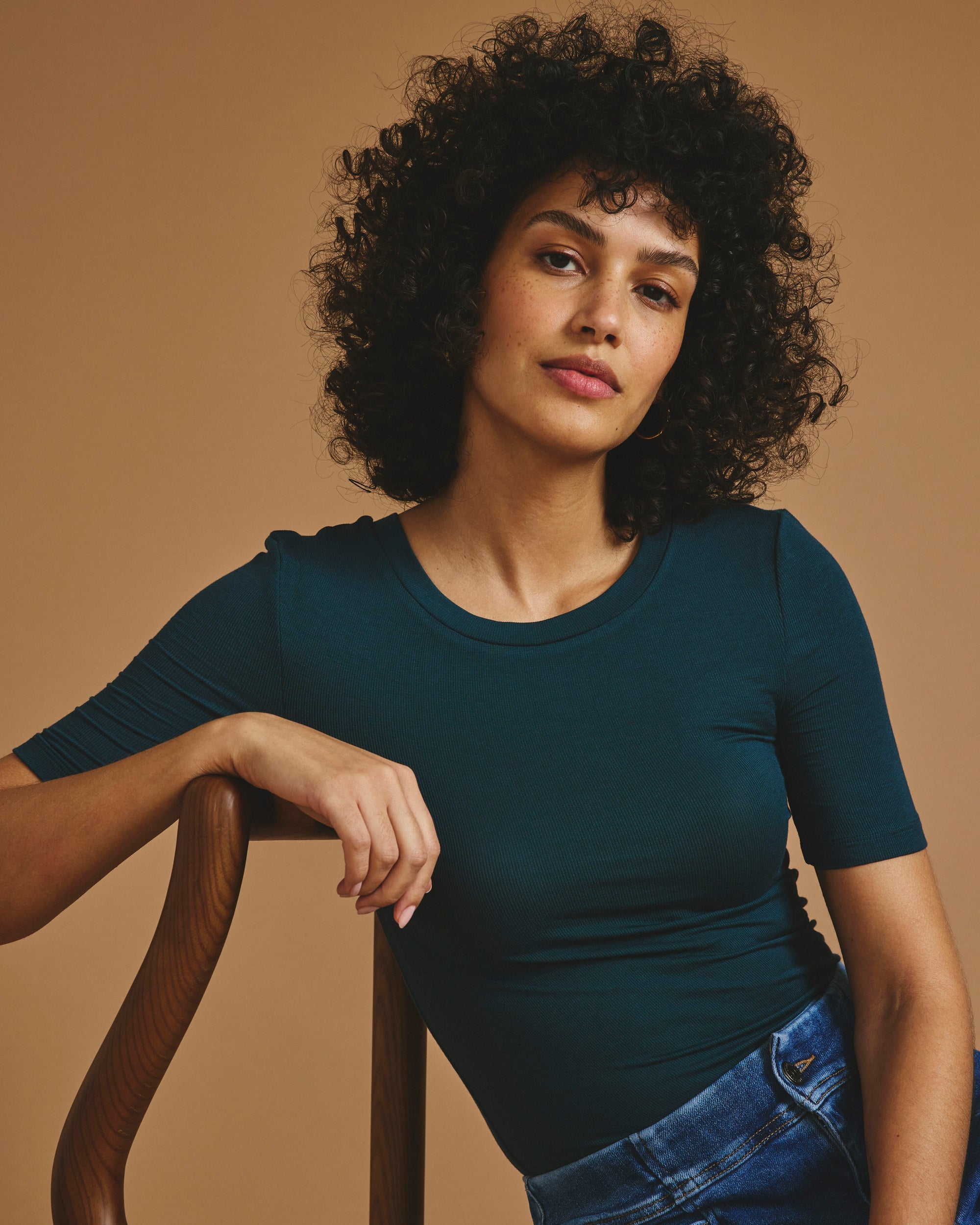 Cloud Rib Short Sleeve Crew Neck Tee - Deep Sea | Plus Size & Straight Size Women's Fashion | Universal Standard